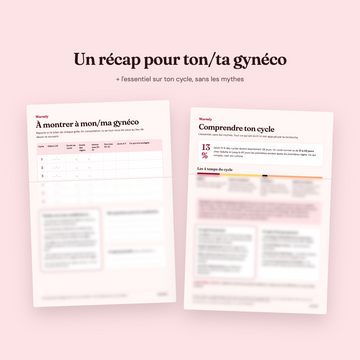 Tracker de cycle menstruel – 6 mois de suivi + récap pour ton/ta gynéco